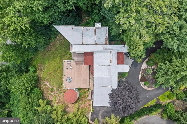 an aerial view of a house