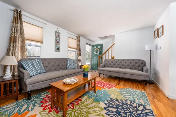 a living room with furniture and a couch