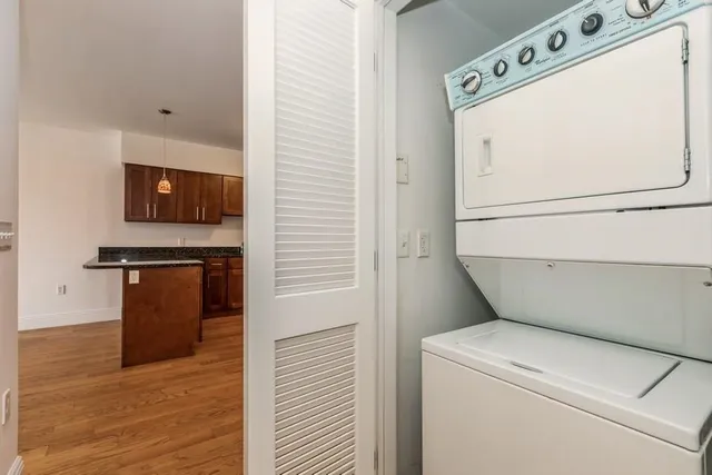 a view of kitchen with washer and dryer