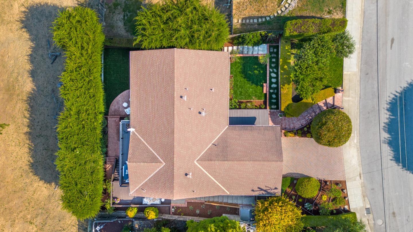 1990 Los Altos Drive San Mateo, CA 94402 - Photo 32 of 34 an aerial view of a house with a yard and potted plants