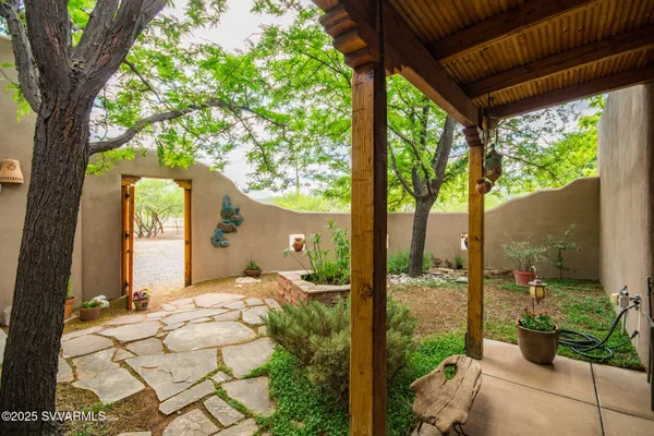 a outdoor view with a sitting space