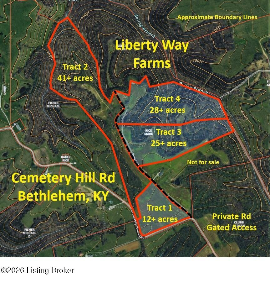 4 Cemetery Hill Road Bethlehem, KY 40007 - Photo 4 of 18 Liberty Way Farms aerial w boundary line