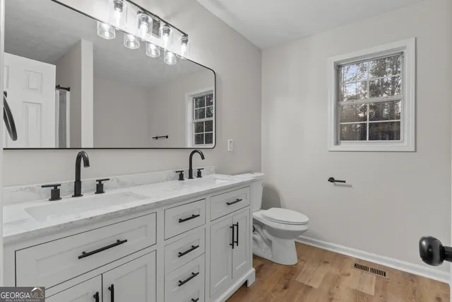 a bathroom with a bathtub