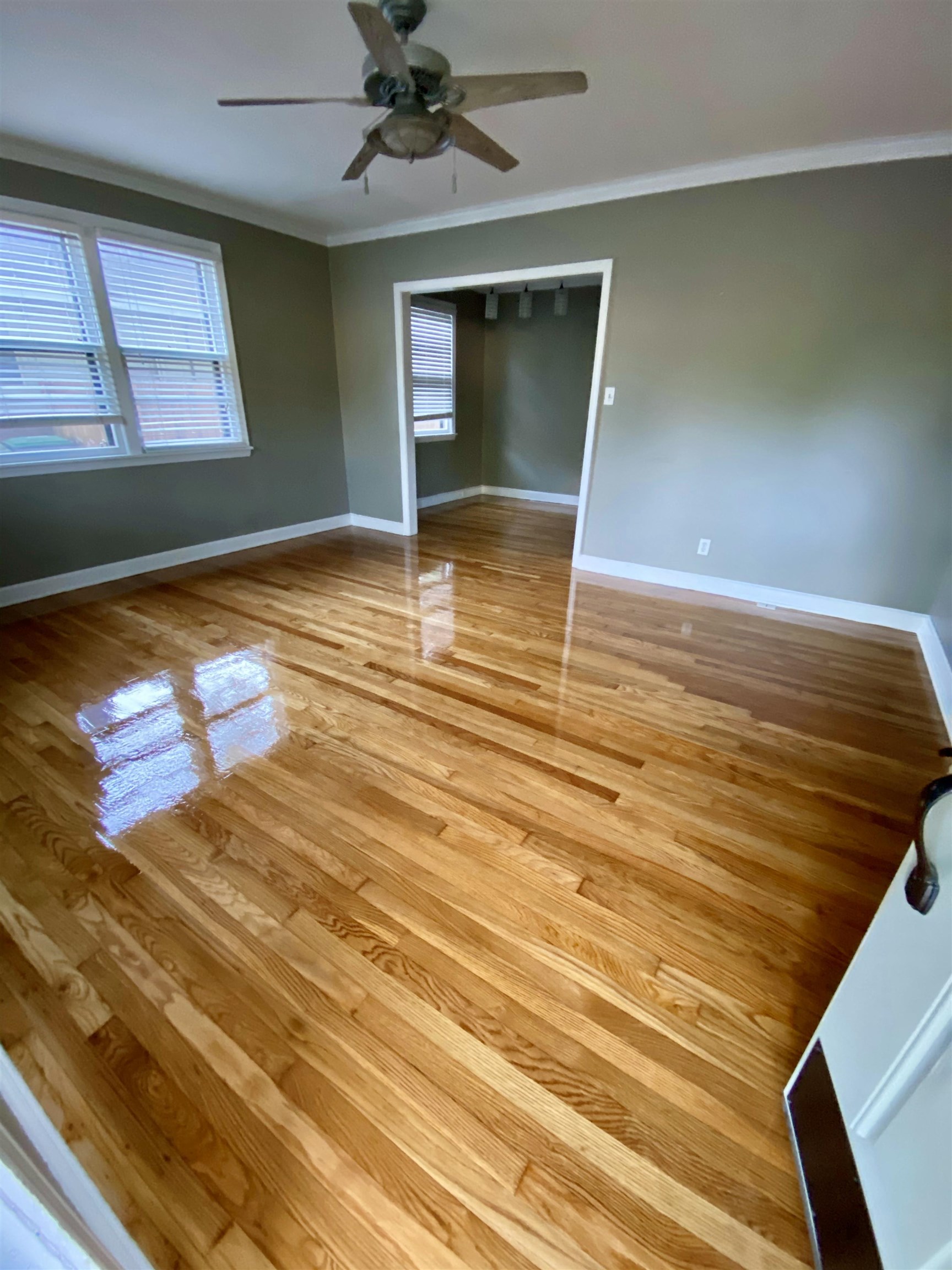 505 High Point Terrace Memphis, TN 38122 - Photo 5 of 29 Unfurnished room featuring baseboards, light wood-style floors, ornamental molding, and a ceiling fan