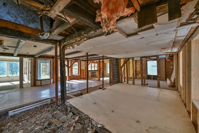 a view of a house with a large window