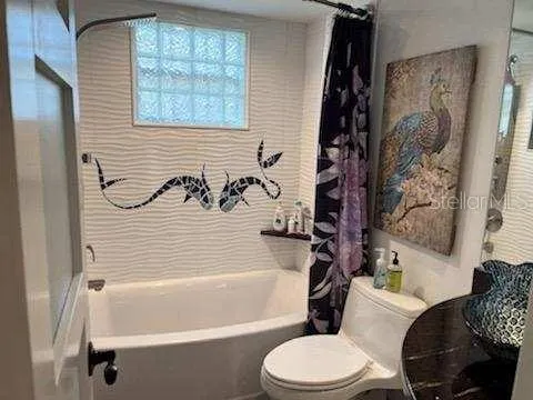 a bathroom with a toilet and a bathtub