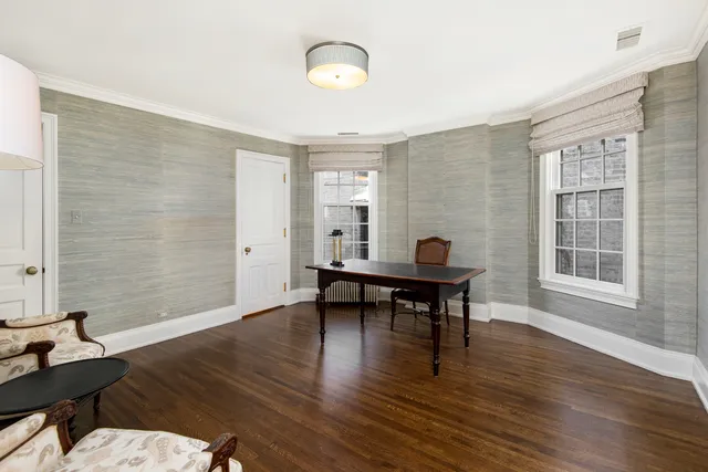 a workspace with wooden floor