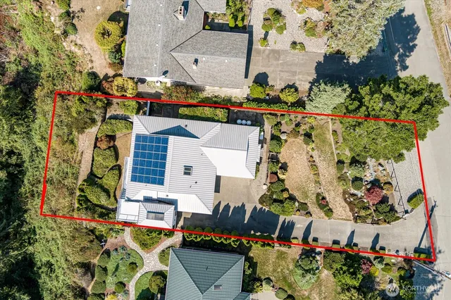 an aerial view of a house