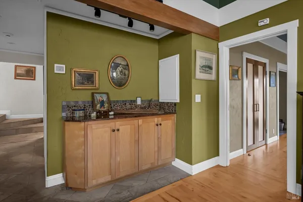 a view of a yard with an umbrella