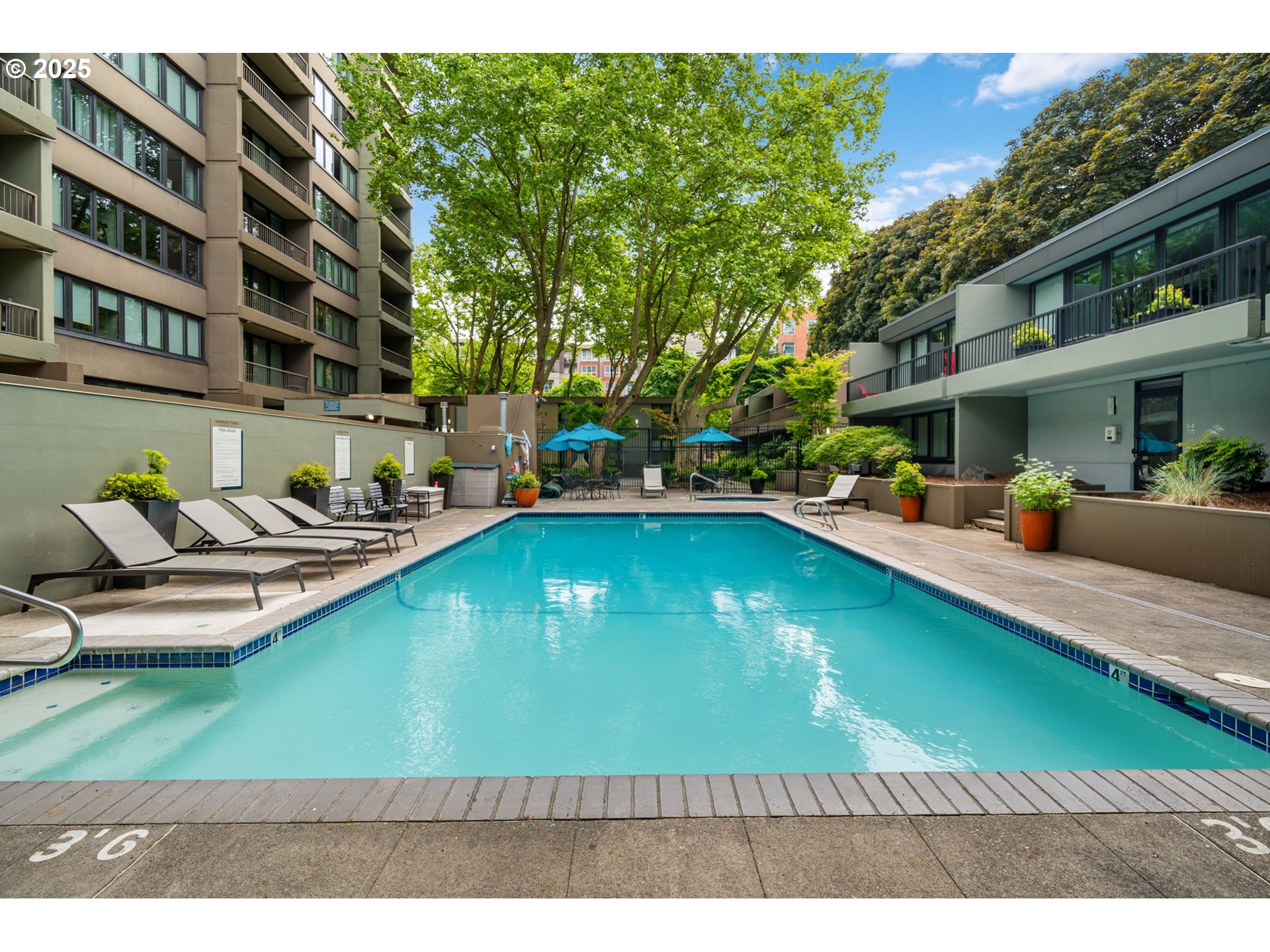 255 Southwest Harrison Street, Unit TH5 Portland, OR 97201 - Photo 31 of 40 a swimming pool with outdoor seating and yard