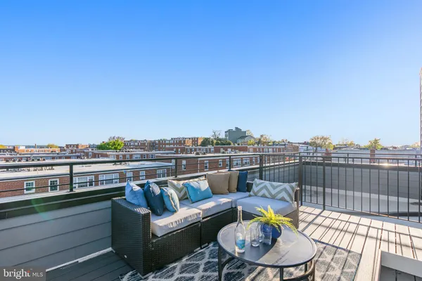 a view of a terrace with couches