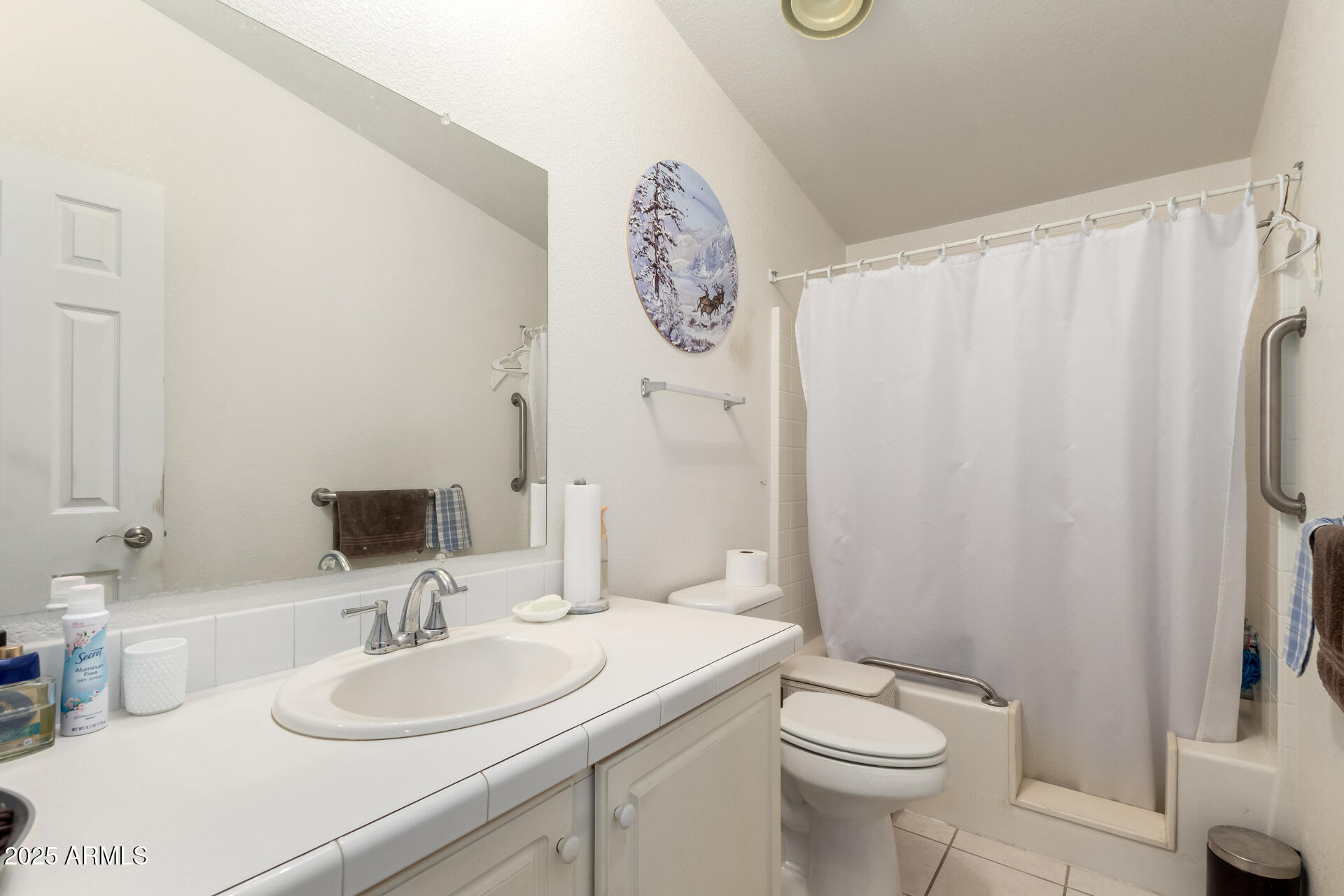 2400 East Baseline Avenue, Unit 148 Apache Junction, AZ 85119 - Photo 27 of 42 a bathroom with a toilet sink vanity and mirror