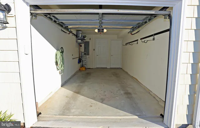 a garden view with a seating space