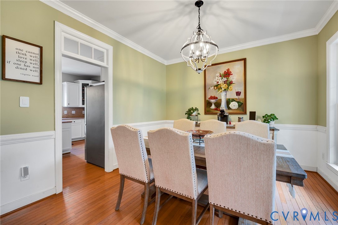 3090 Poor House Road Goochland, VA 23063 - Photo 13 of 32 Dining area featuring wood-finish flooring, wainsc