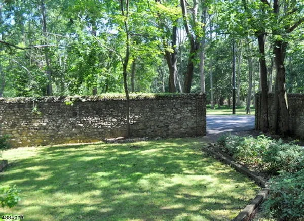 a garden view with a fountain