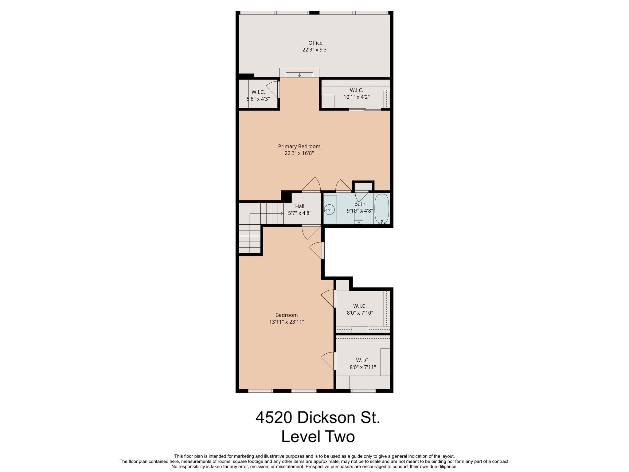 4520 Dickson Street Houston, TX 77007 - Photo 24 of 25 Level Two Floor Plan