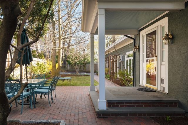 a view of porch with seating space