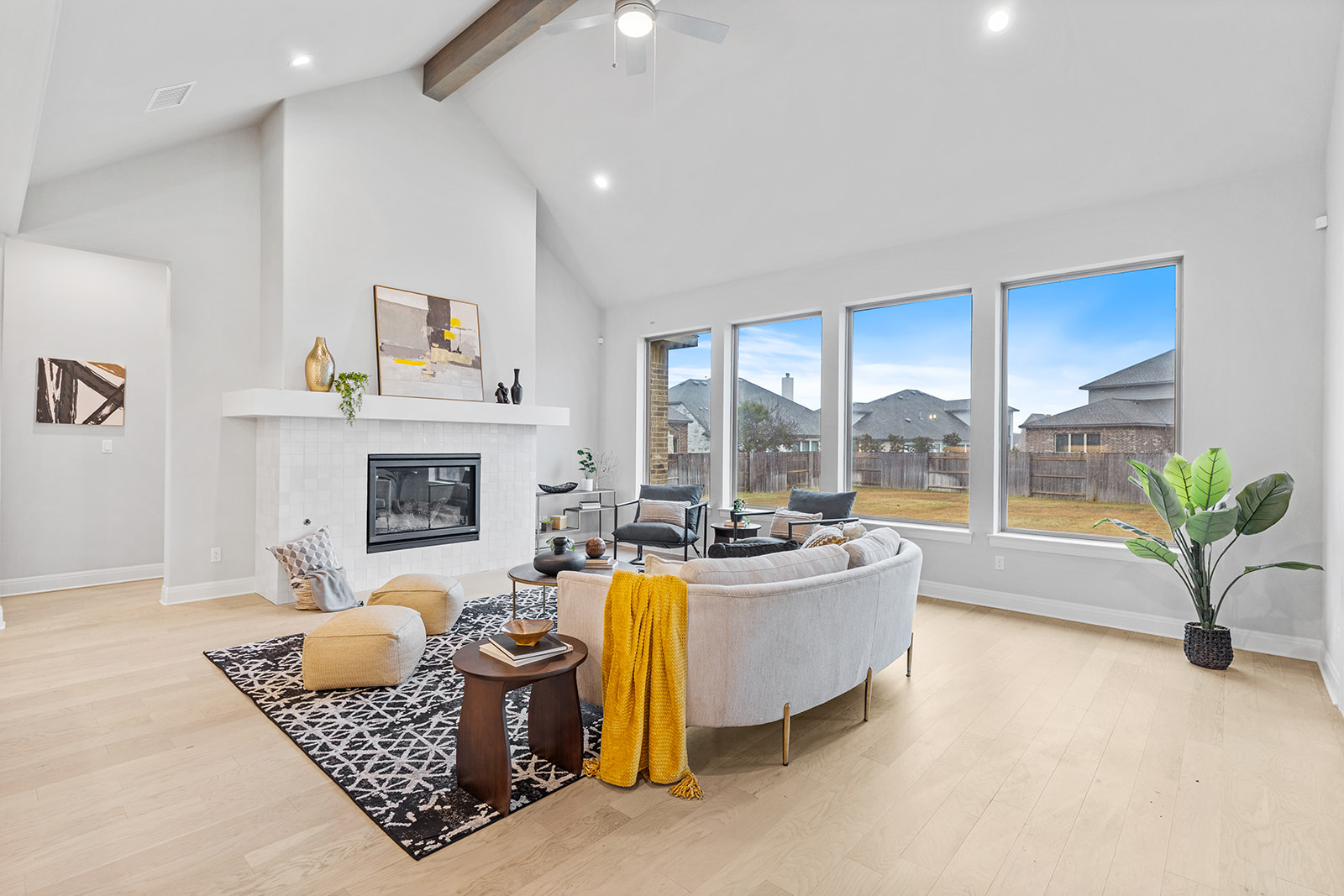 105 Bull Rdg Trail Georgetown, TX 78628 - Photo 3 of 36 a living room with furniture and a fireplace