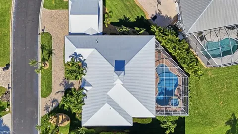 an aerial view of a house