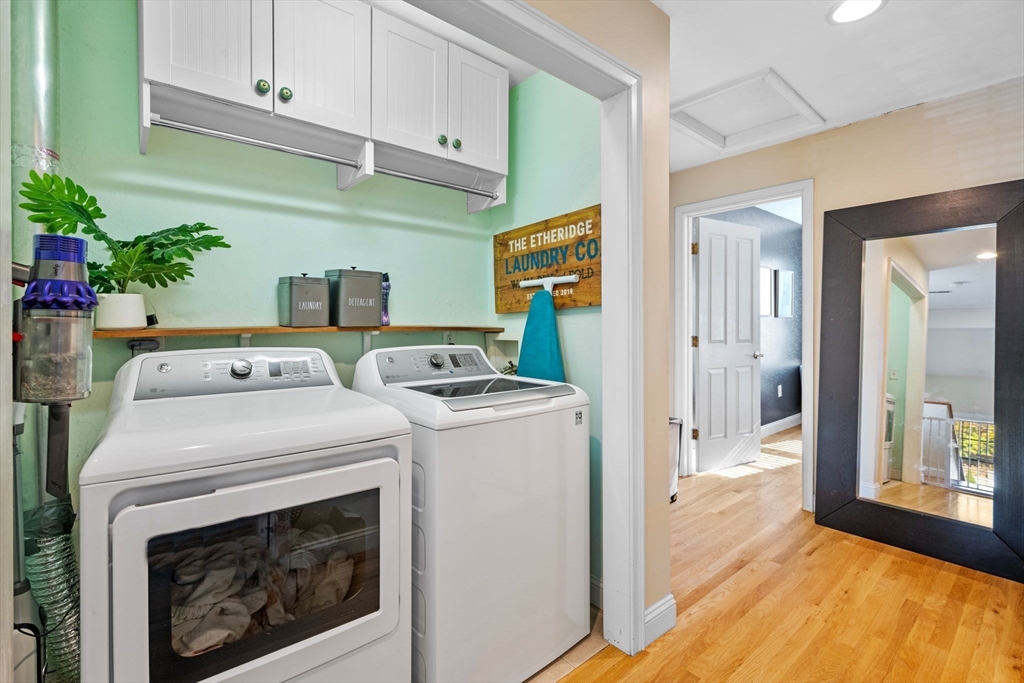 133 Eastern Avenue, Unit 8 Lynn, MA 01902 - Photo 18 of 38 a view of washer and dryer with kitchen in the background