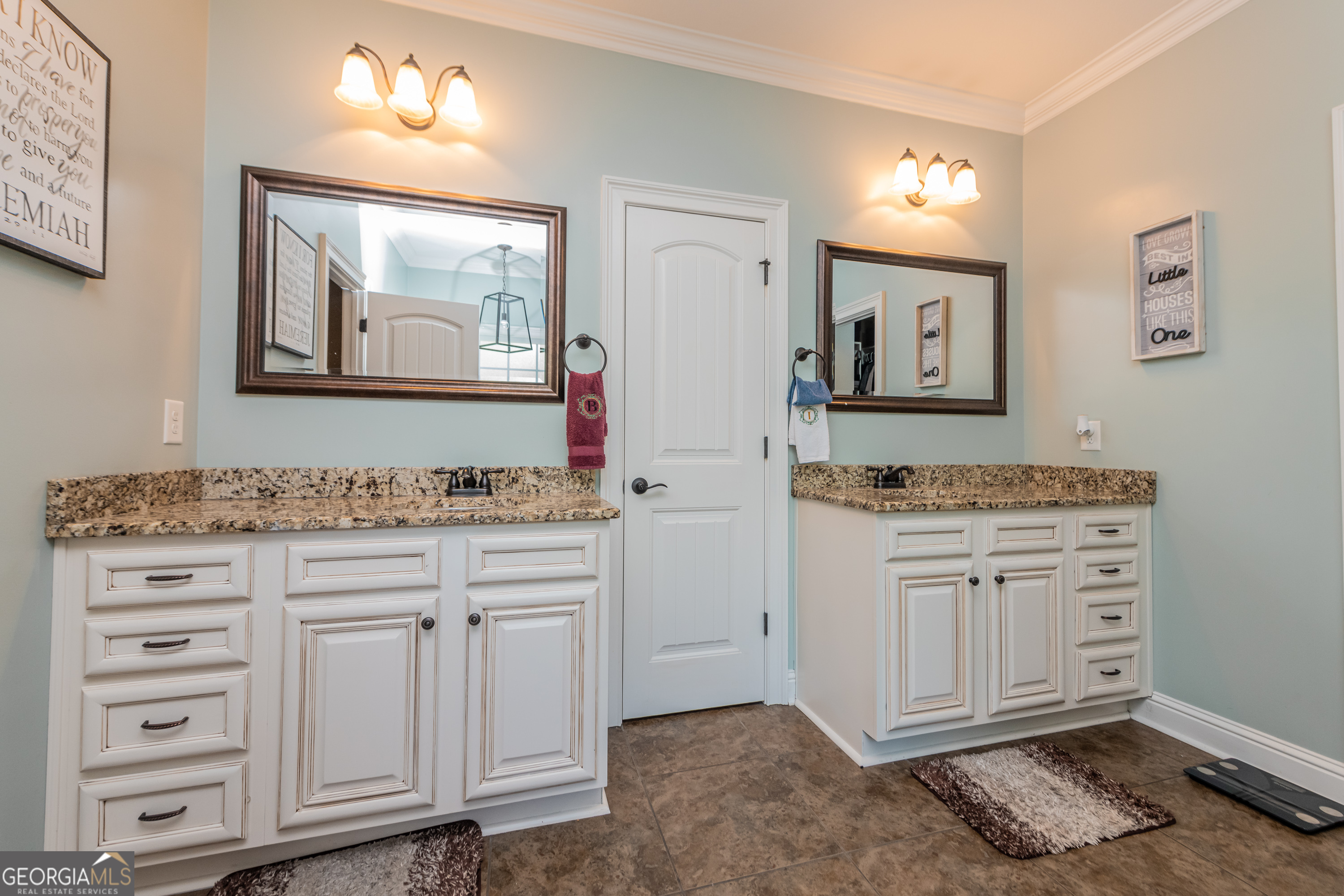 405 Old Bridge Road Warner Robins, GA 31088 - Photo 22 of 55 a bathroom with a granite countertop double vanity sink and a mirror