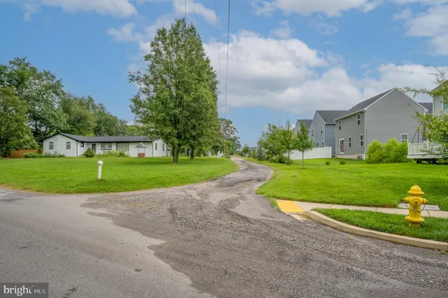 a view of a house with a big yard and potted plants