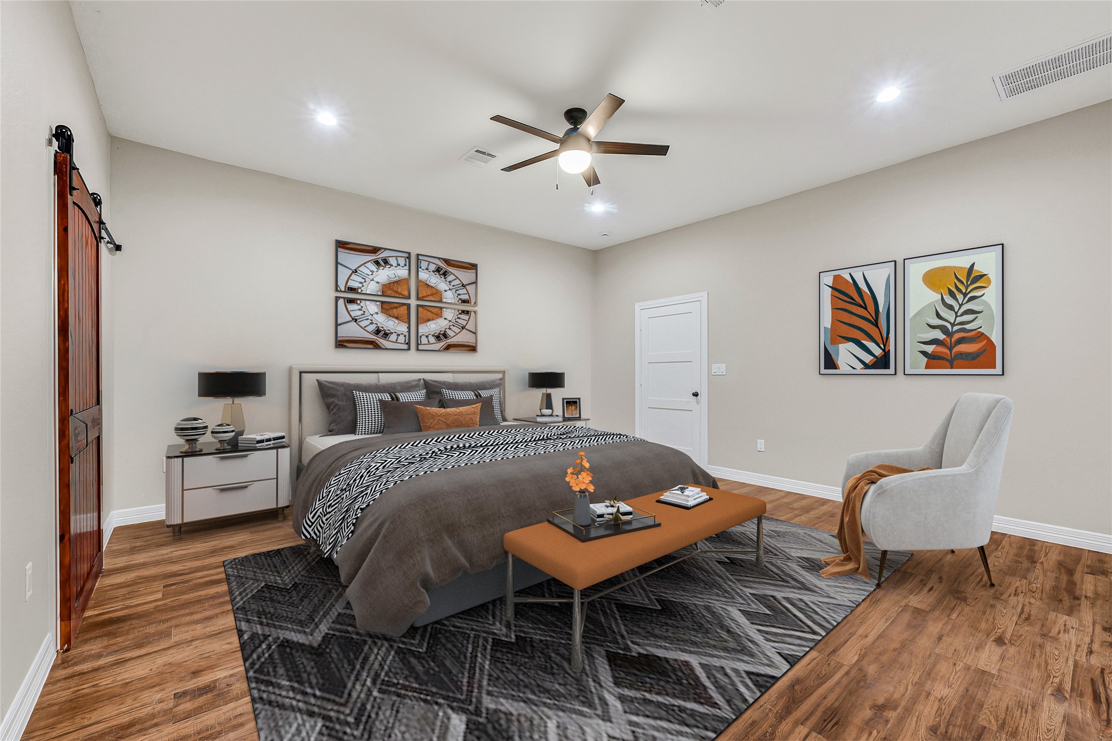 7045 Cayton Street Houston, TX 77061 - Photo 17 of 37 a living room with furniture and a wooden floor