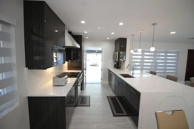 a view of a lake with houses