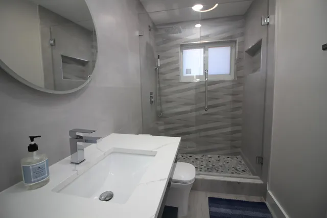 a living room with furniture