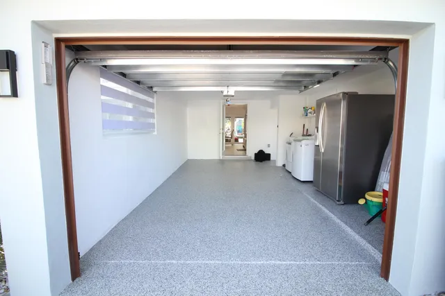 a view of a hallway with workspace