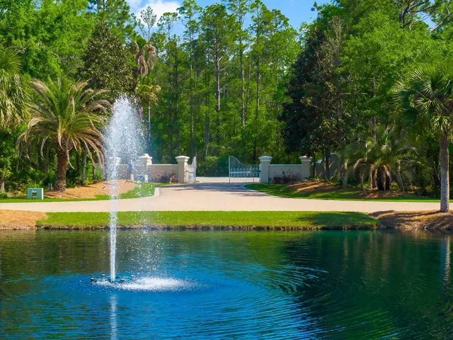 an aerial view of a building with outdoor space