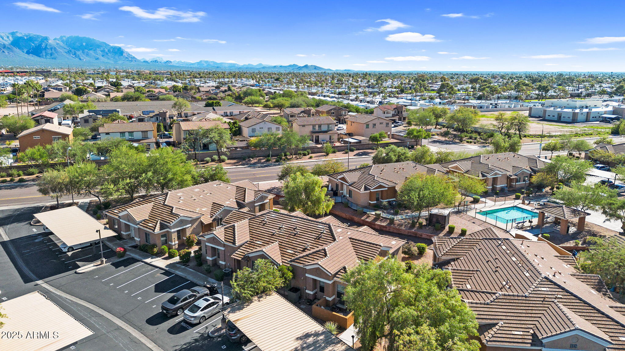 854 South San Marcos Drive, Unit 7C Apache Junction, AZ 85120 - Photo 33 of 48 an aerial view of a city with lots of residential buildings