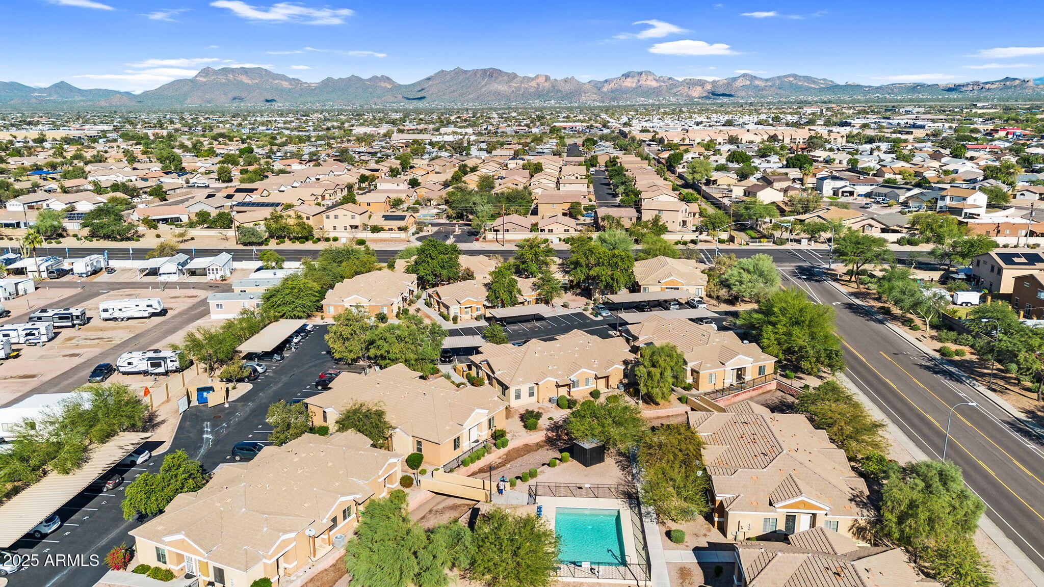 854 South San Marcos Drive, Unit 7C Apache Junction, AZ 85120 - Photo 39 of 48 an aerial view of a city with lots of residential buildings