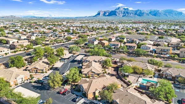 an aerial view of a city with lots of residential buildings