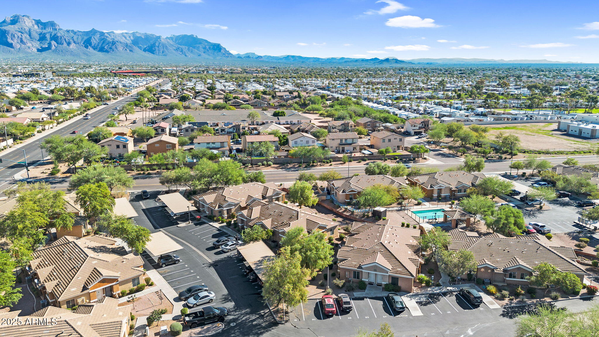 854 South San Marcos Drive, Unit 7C Apache Junction, AZ 85120 - Photo 42 of 48 an aerial view of a city with lots of residential buildings