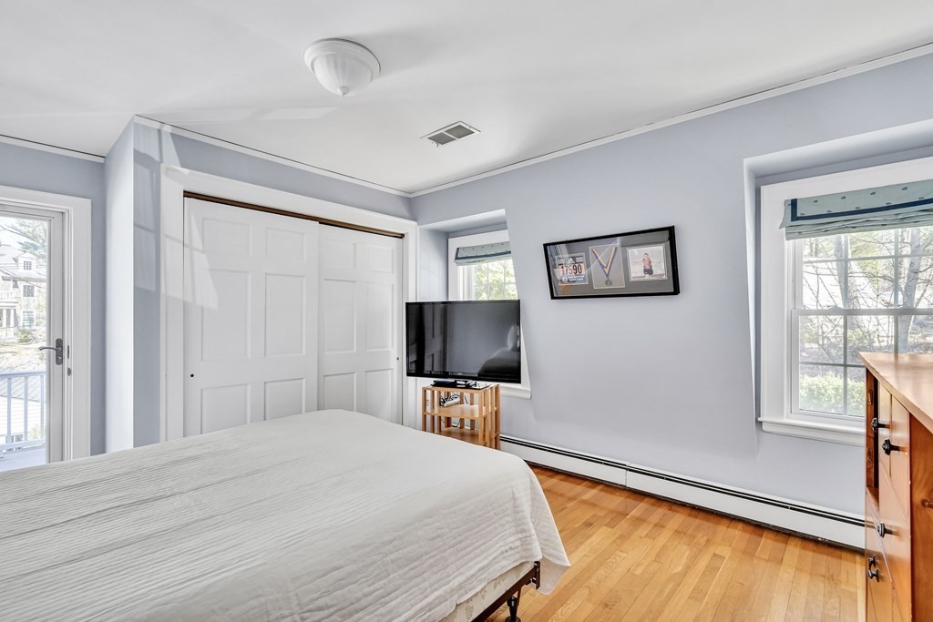 36 Sunset Road Wellesley, MA 02482 - Photo 19 of 30 a bedroom with a bed and a flat tv screen on dresser