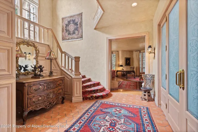 a living room with furniture