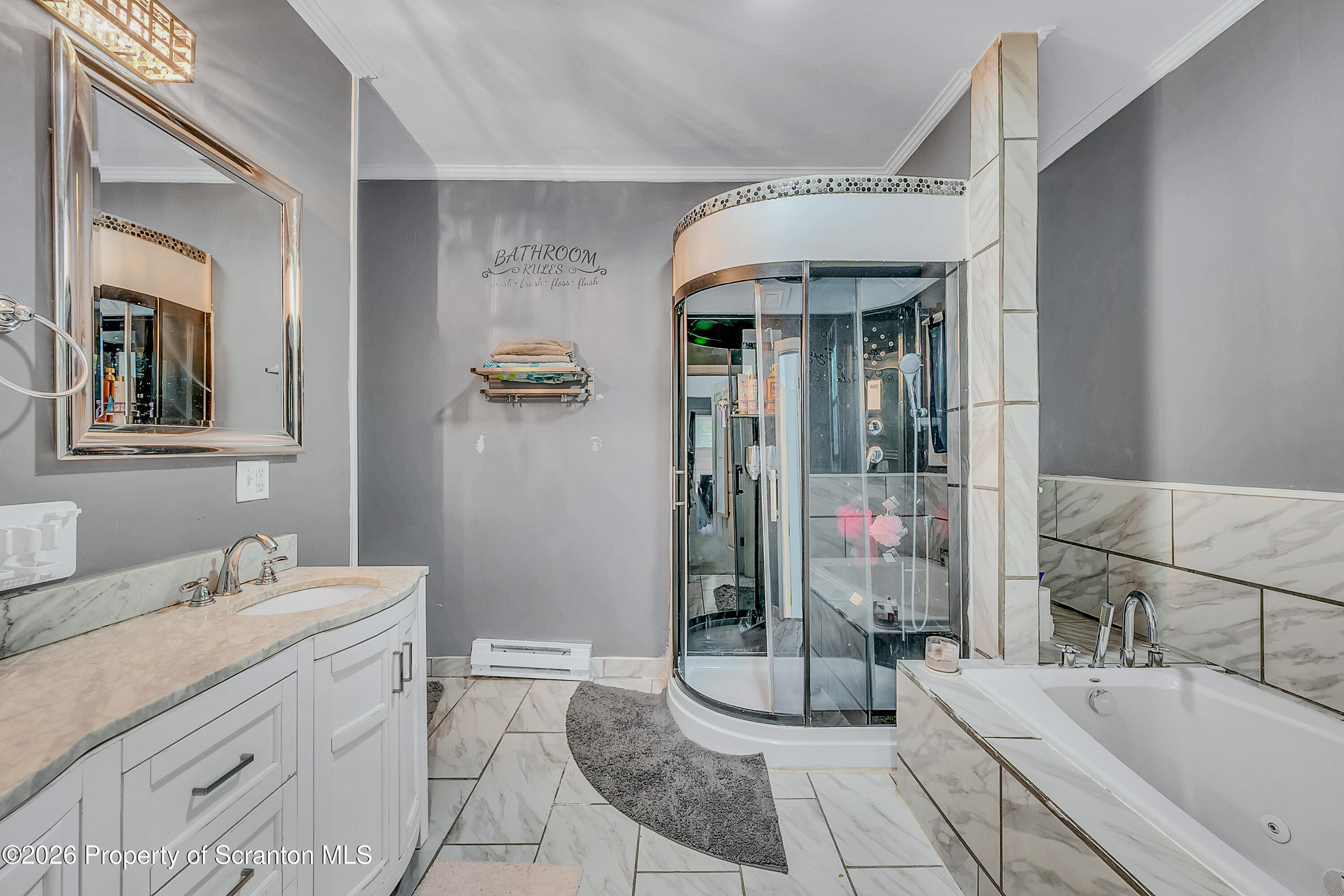 29 Rittenhouse Street Simpson, PA 18407 - Photo 16 of 36 a bathroom with a granite countertop sink mirror and bathtub
