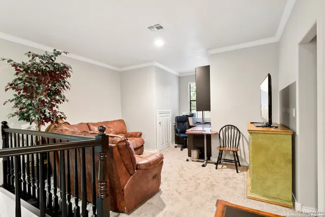 a outdoor space with patio couch and a potted plant