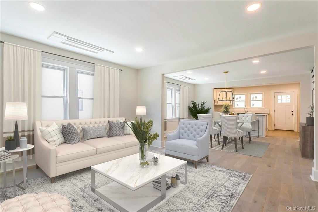 215 Purchase Street, Unit A Rye, NY 10580 - Photo 3 of 21 Virtually Staged, Living RM w/FP - Dining Area - Kitchen