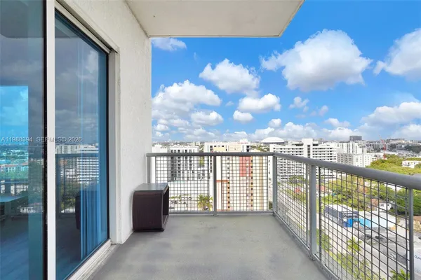 a view of balcony with city view