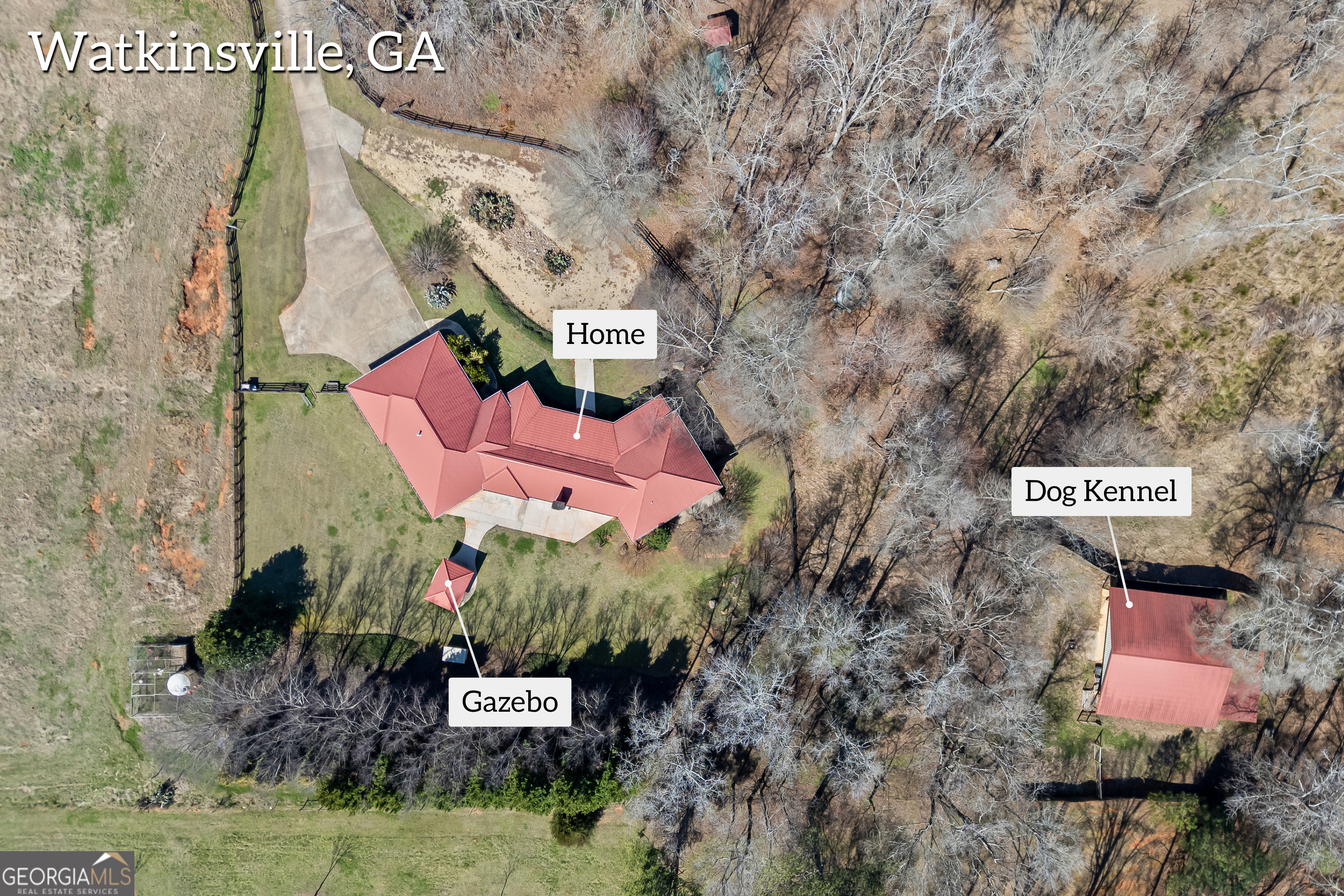 2223 Salem Road Watkinsville, GA 30677 - Photo 82 of 94 with aerial view of a house with a yard