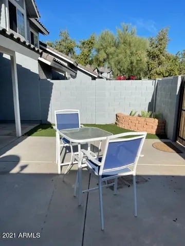 a view of an outdoor space with seating