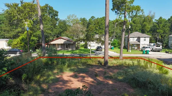 a view of a yard with a tree