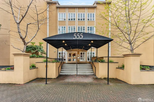 a view of a porch with seating space