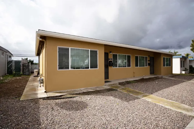 a front view of a house with windows