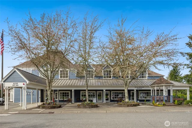 front view of a building with a street