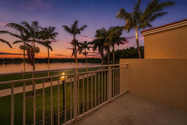 a view of outdoor space with palm trees