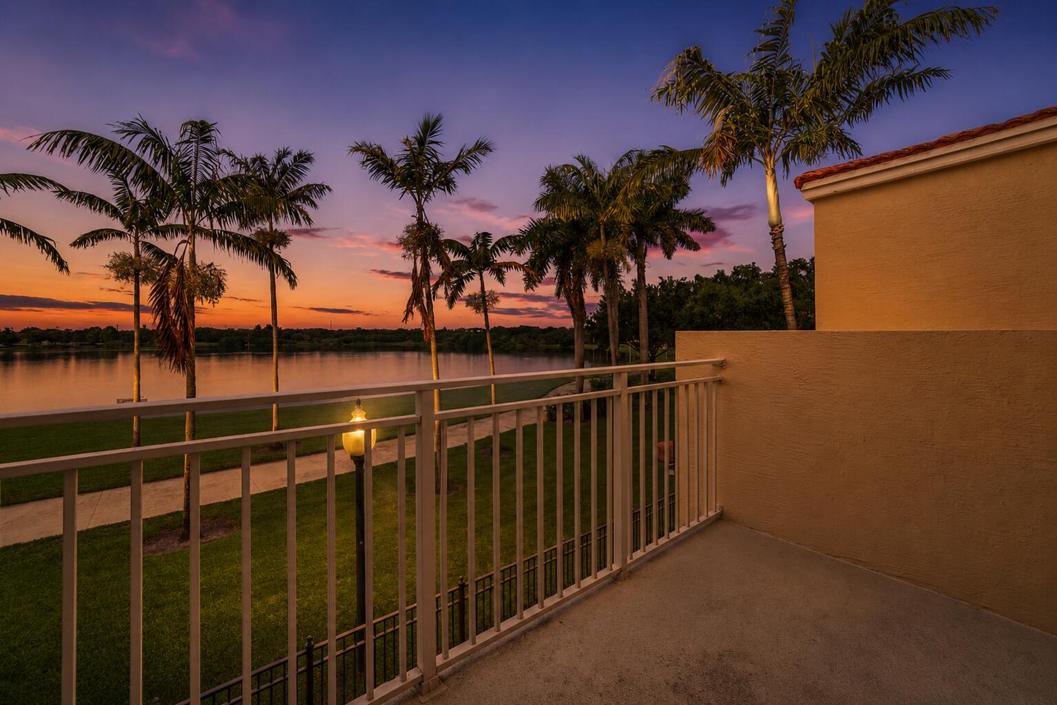 a view of outdoor space with palm trees