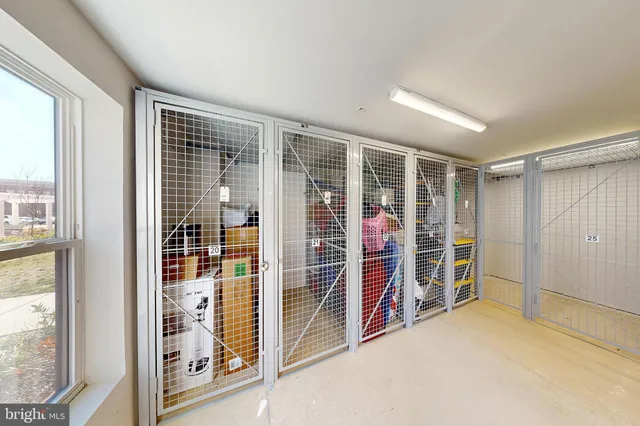 a view of a black and white wall